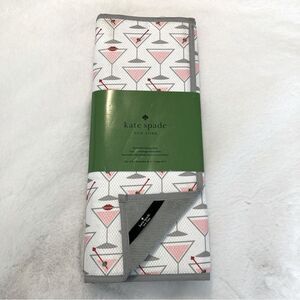 Kate Spade Martini Glass Dish Drying White Gray Pink Set of 2 Reversible NWT